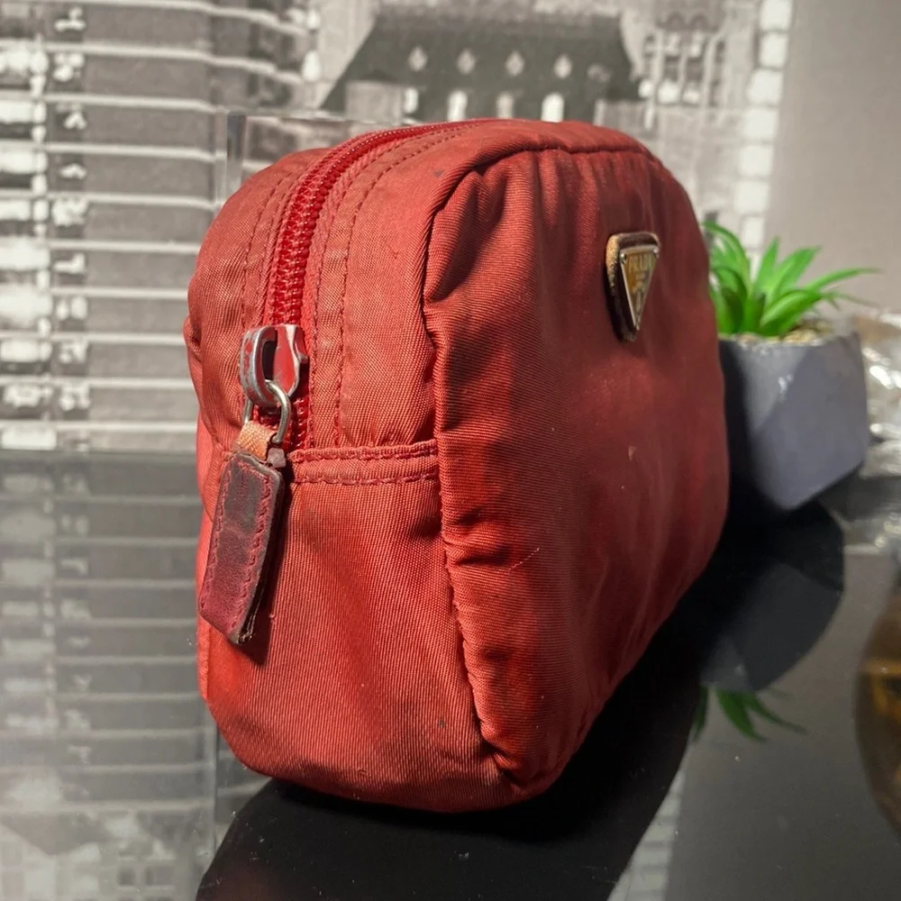 Authentic PRADA red nylon Pouch Cosmetic Bag - Picture 4 of 10